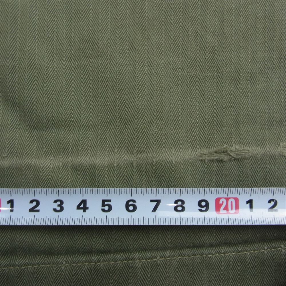 ヴィンテージ 40s USMC HBT ヘリンボーンツイル ボタンフライトラウザーズ ミリタリー パンツ カーキ系【中古】