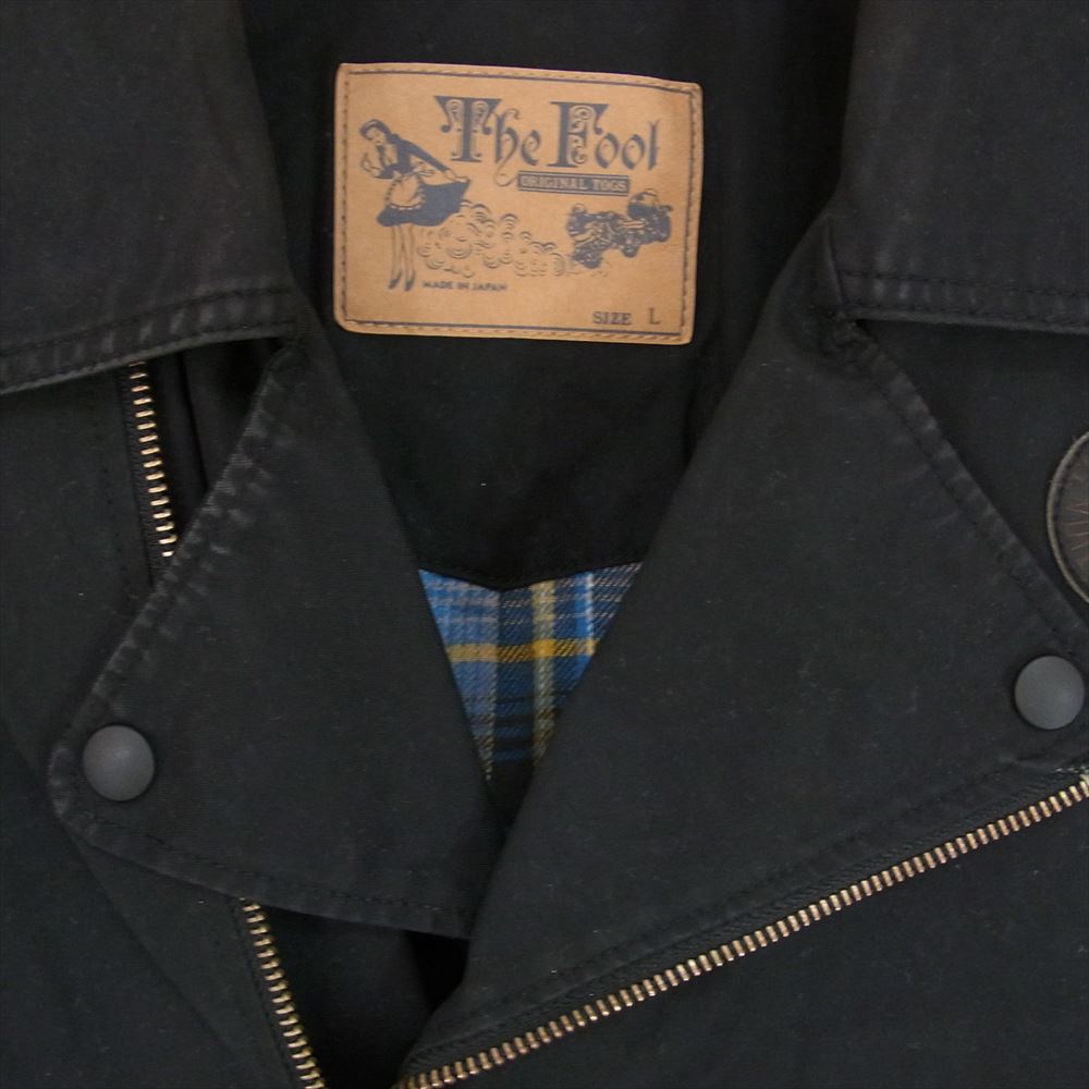 THE FOOL ザ フール 裏地チェック コットン ダブルライダース ジャケット ブラック系 L【中古】