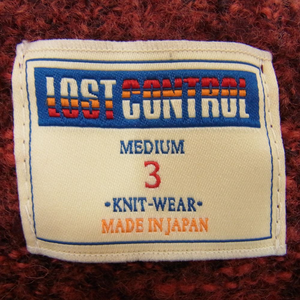 LOST CONTROL ロストコントロール ウール アクリル クルーネック ニット エンジ系 M【中古】
