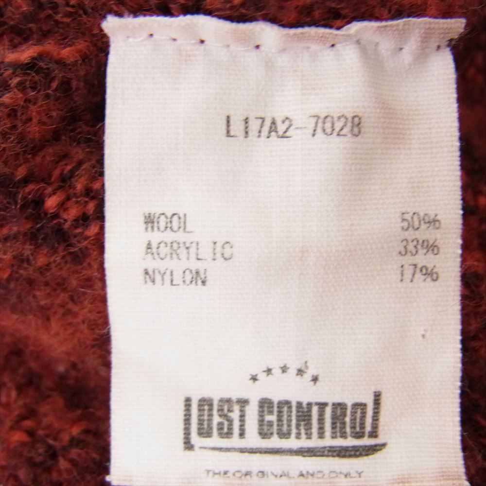LOST CONTROL ロストコントロール ウール アクリル クルーネック ニット エンジ系 M【中古】