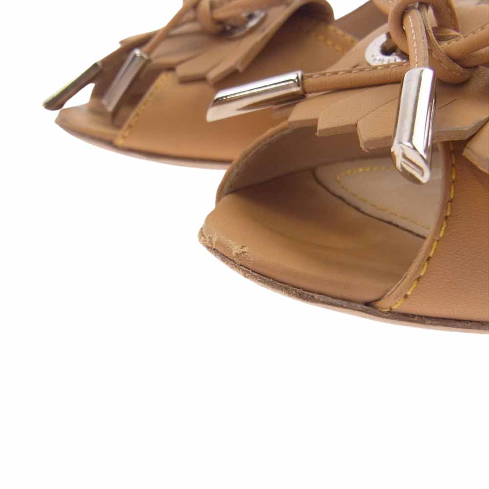 TOD’S トッズ フリンジ リボン スエード パンプス  ベージュ系 36.5【中古】