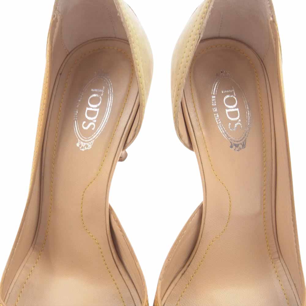 TOD’S トッズ フリンジ リボン スエード パンプス  ベージュ系 36.5【中古】