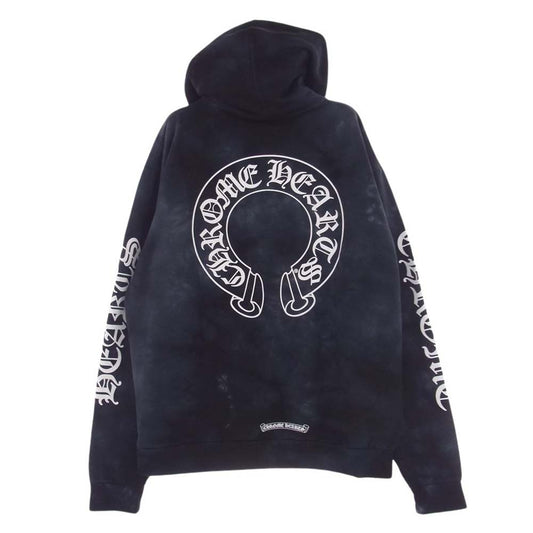 CHROME HEARTS クロムハーツ（原本無） Horseshoe Hoodie タイダイ スウェット プルオーバー パーカー ブラック系 L【美品】【中古】