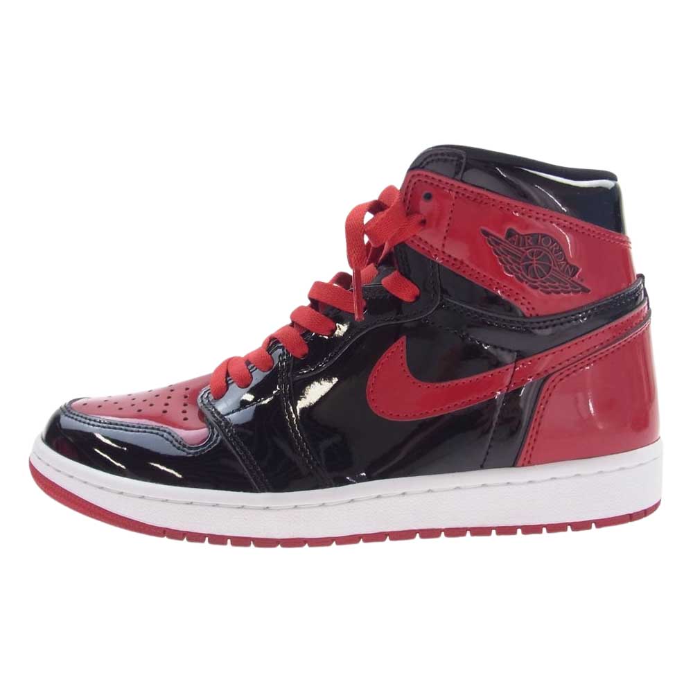 NIKE AIR JORDAN ナイキ ジョーダン 555088-063 1 High OG Patent Bred エアジョーダン1 ハイ OG パテント スニーカー ブラック系 レッド系 26.5cm【中古】