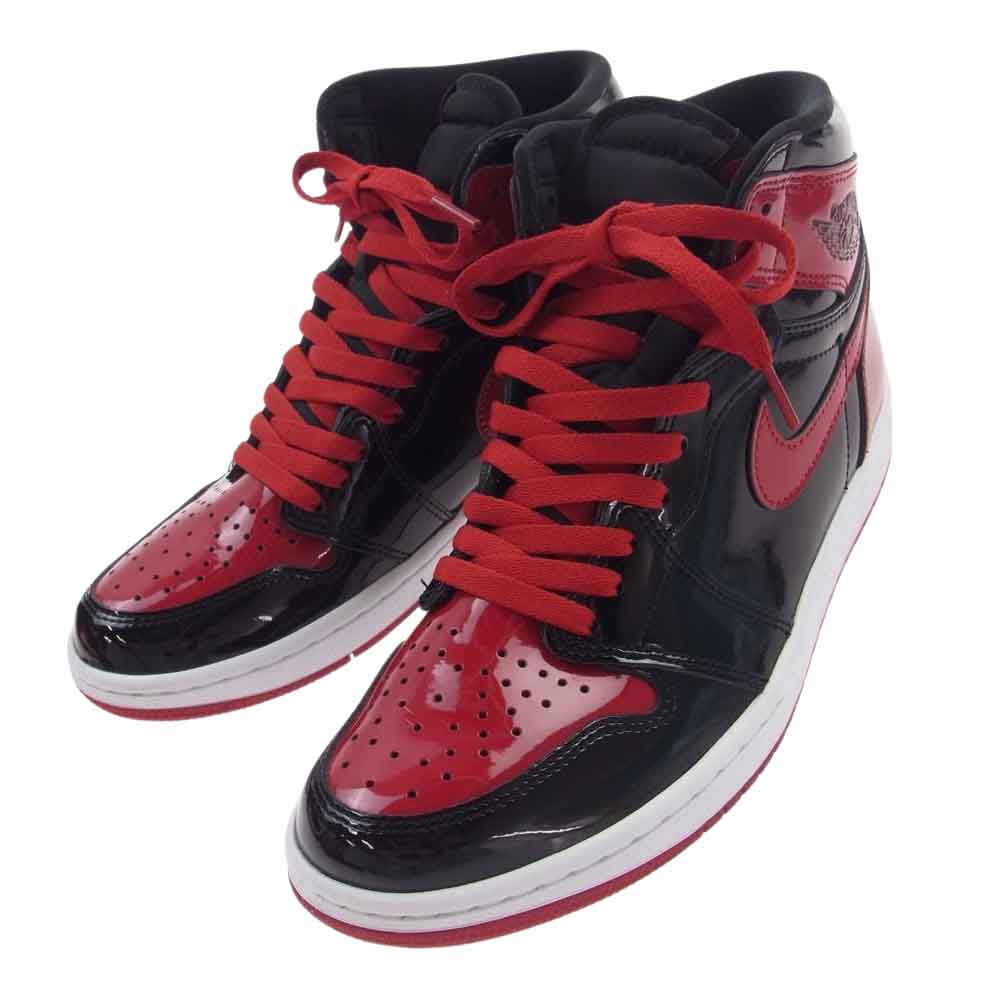 NIKE AIR JORDAN ナイキ ジョーダン 555088-063 1 High OG Patent Bred エアジョーダン1 ハイ OG パテント スニーカー ブラック系 レッド系 26.5cm【中古】