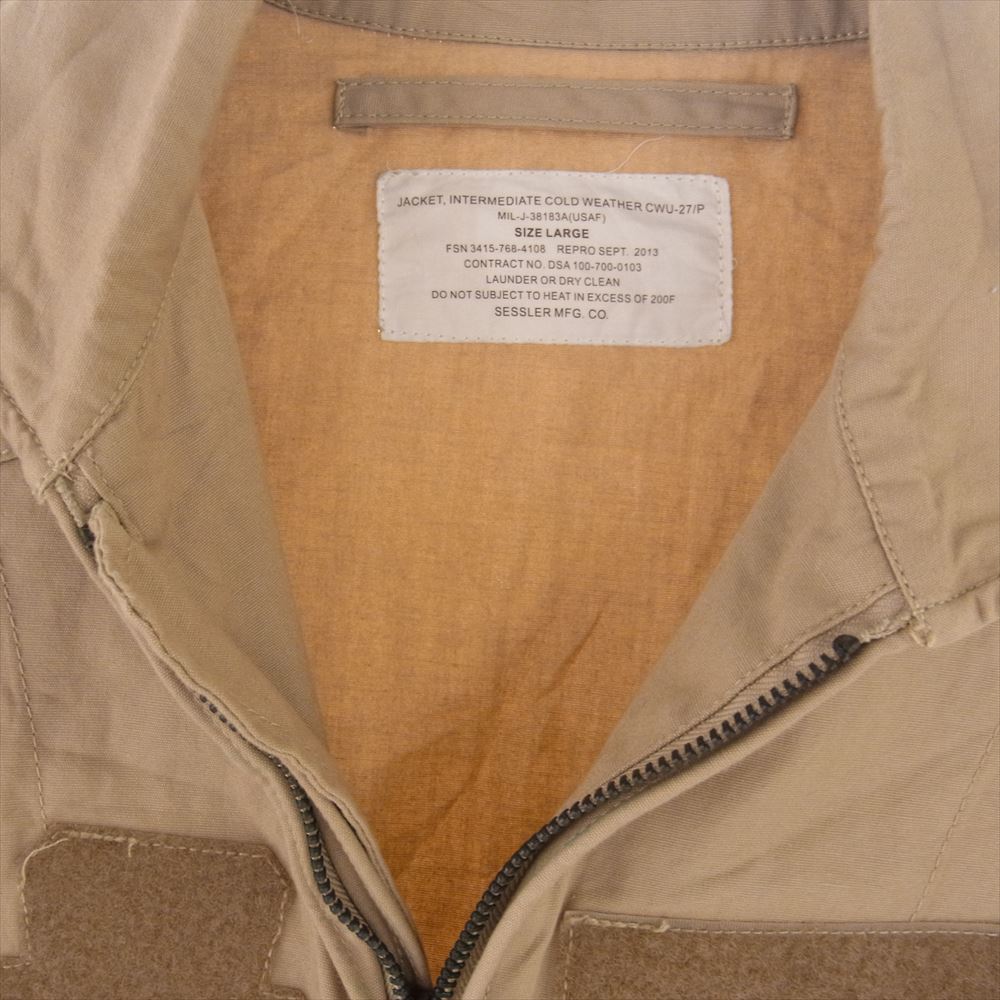 セスラー MIL-J-38183A USAF JACKET INTEMEDIATE COLD WEATHER CWU-27P アメリカ空軍 TALONジップ ラウンドカラー ミリタリージャケット ベージュ系 L【中古】