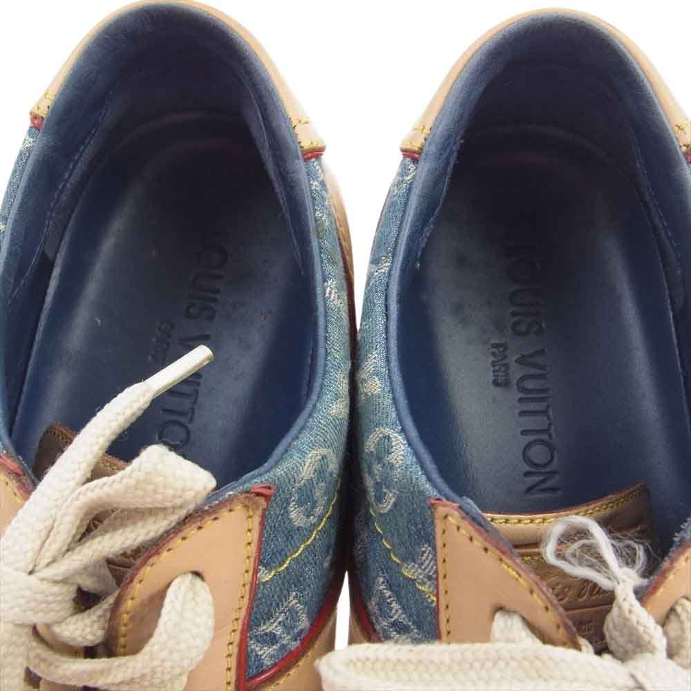 LOUIS VUITTON ルイ・ヴィトン GO 0036 モノグラム デニム  レザー ローカット スニーカー インディゴブルー系 ライトブラウン系 38.5【中古】