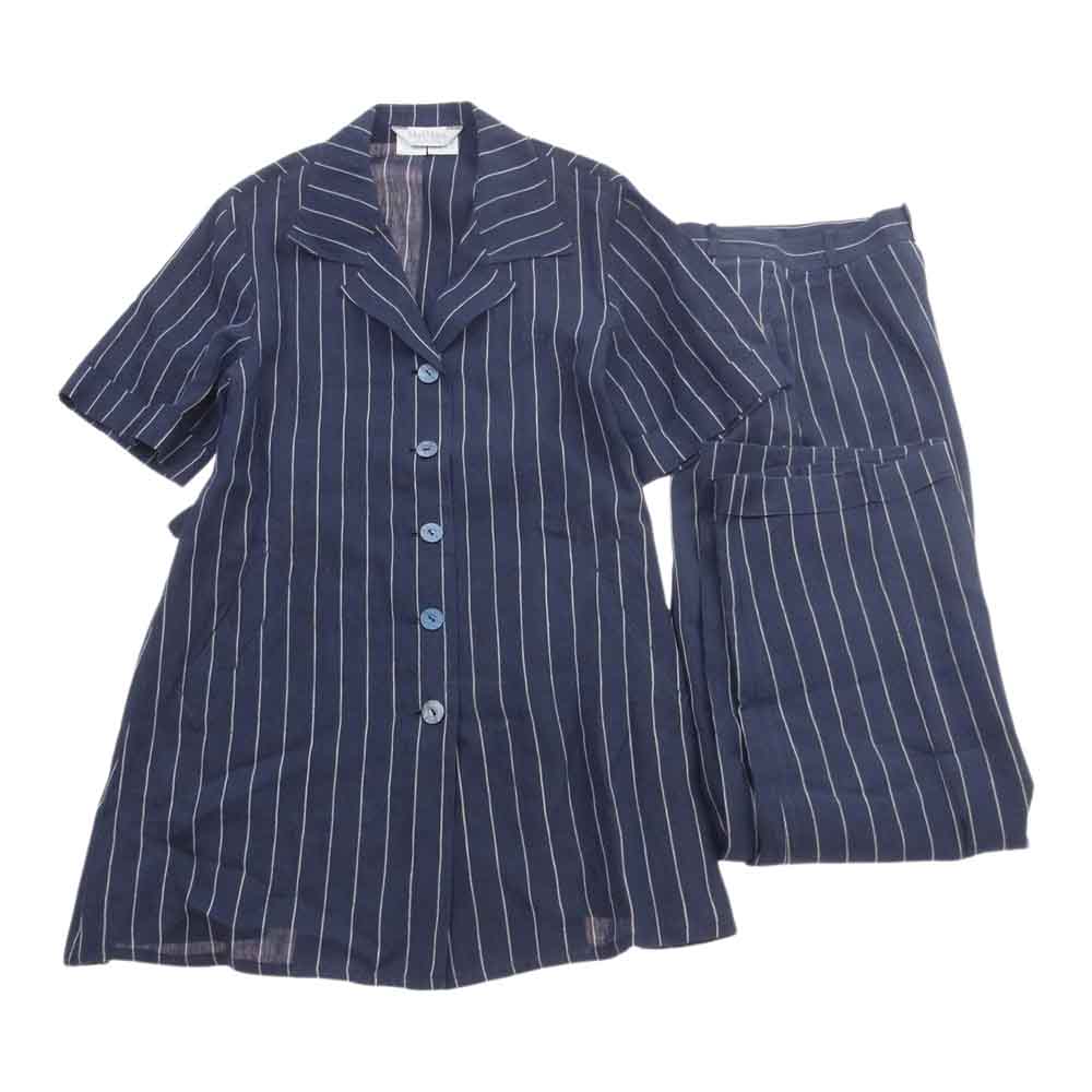 MAX MARA マックスマーラ puerto limon 半袖シャツ パンツ ストライプ セットアップ パジャマ スーツ ネイビー系 JP/IT:38【中古】
