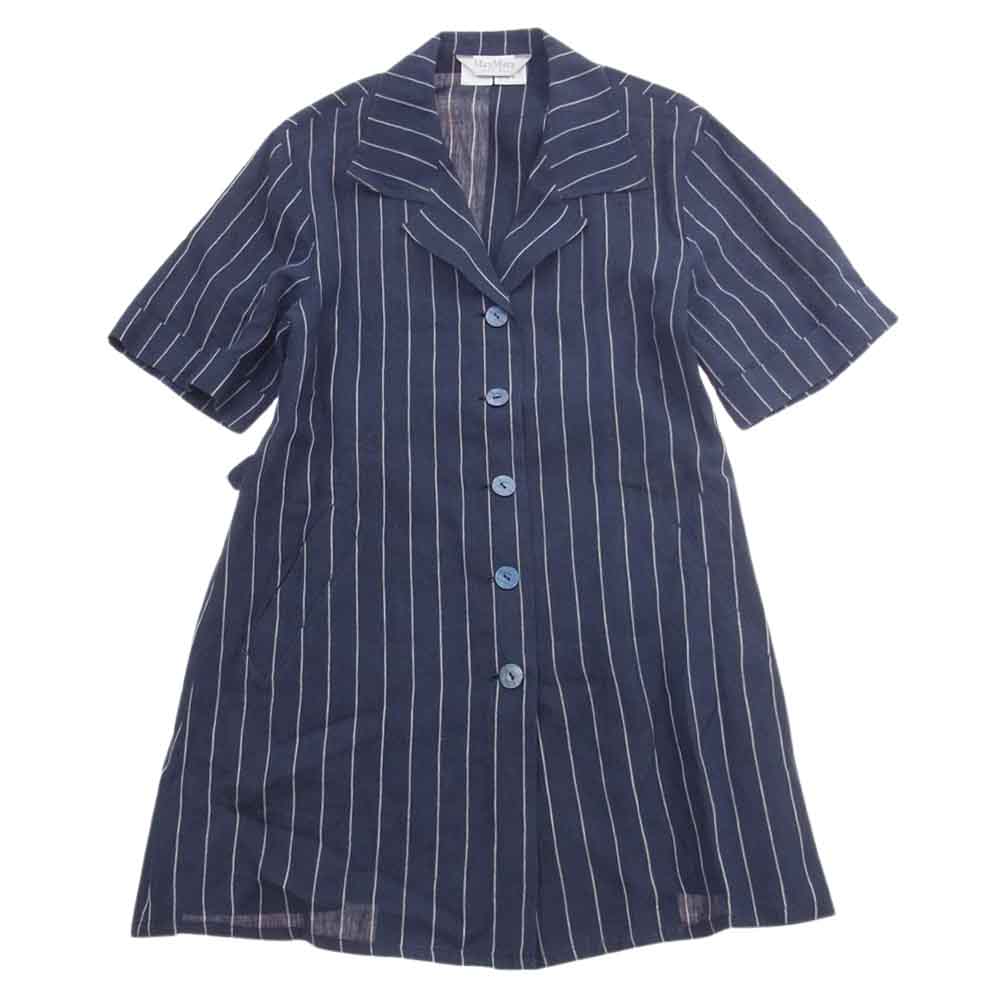 MAX MARA マックスマーラ puerto limon 半袖シャツ パンツ ストライプ セットアップ パジャマ スーツ ネイビー系 JP/IT:38【中古】