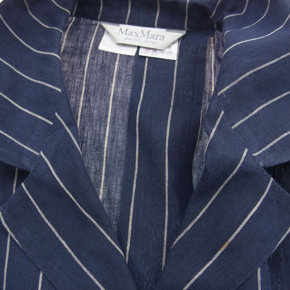 MAX MARA マックスマーラ puerto limon 半袖シャツ パンツ ストライプ セットアップ パジャマ スーツ ネイビー系 JP/IT:38【中古】