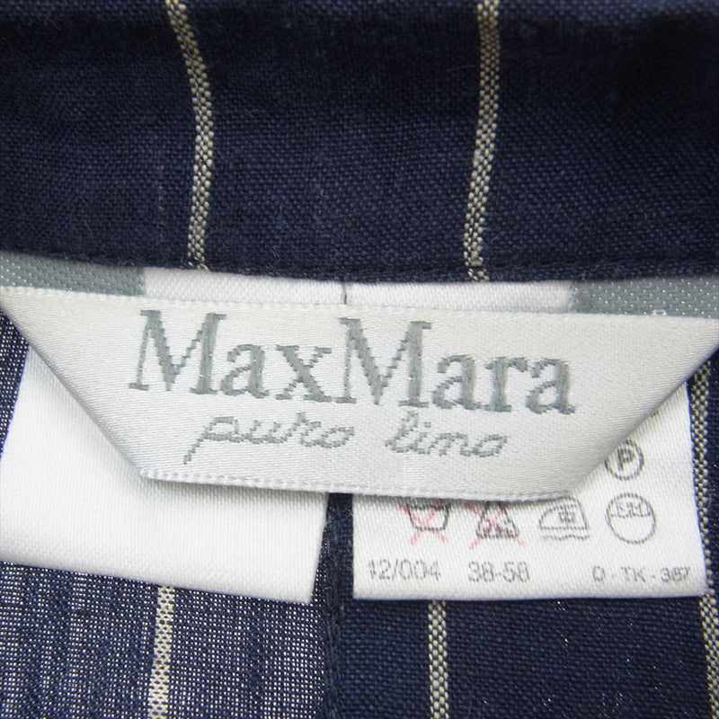 MAX MARA マックスマーラ puerto limon 半袖シャツ パンツ ストライプ セットアップ パジャマ スーツ ネイビー系 JP/IT:38【中古】