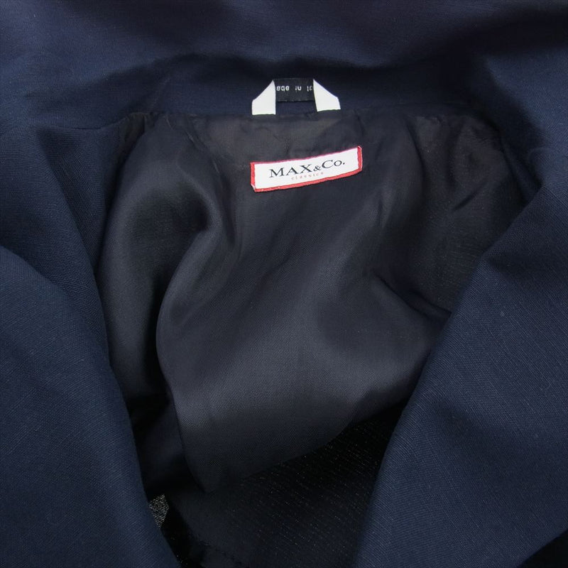 MAX&CO マックスアンドコー D-TK367 イタリア製 リネン 半袖 ジャケット スラックス セットアップ スーツ ネイビー系 JP:38/40【中古】