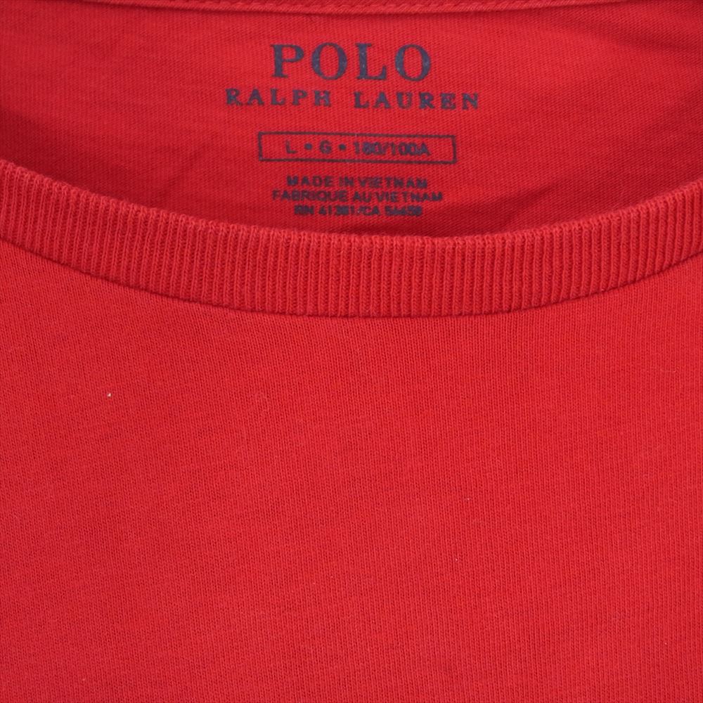 POLO RALPH LAUREN ポロ・ラルフローレン ワッペン POLO ロゴ 半袖 TEE Tシャツ レッド系 L【中古】