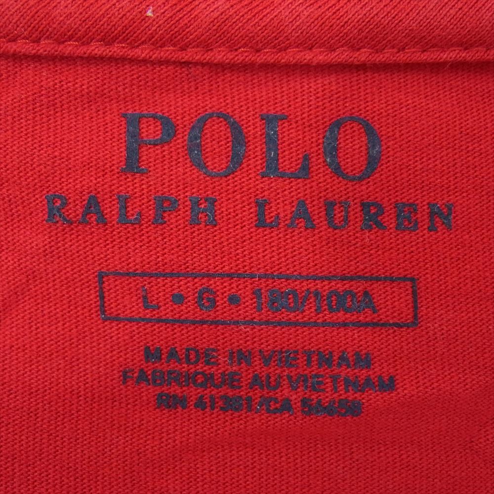 POLO RALPH LAUREN ポロ・ラルフローレン ワッペン POLO ロゴ 半袖 TEE Tシャツ レッド系 L【中古】