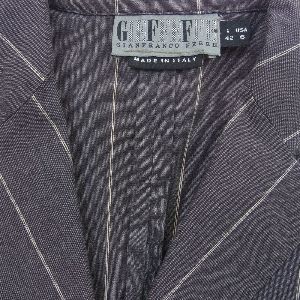 GIANFRANCO FERRE ジャンフランコ・フェレ ジャケット スカート セットアップ ストライプ ブラウン系 I:40/42【中古】