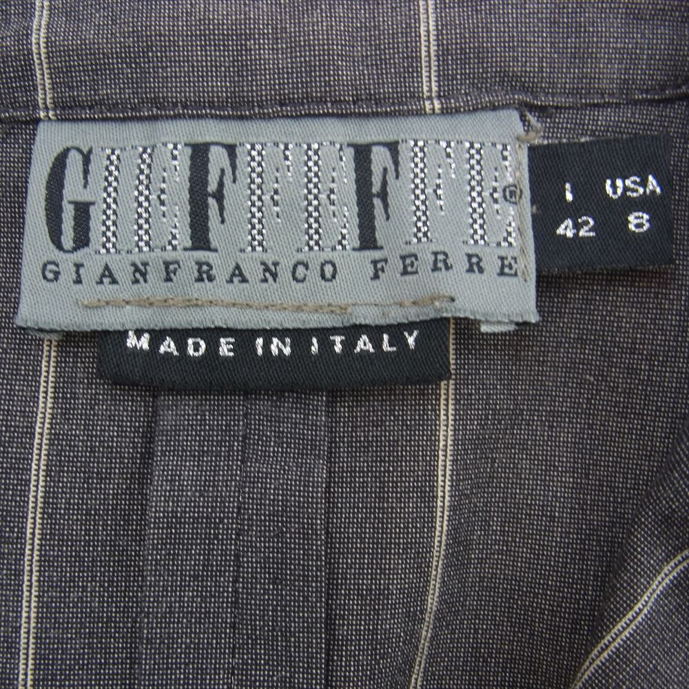 GIANFRANCO FERRE ジャンフランコ・フェレ ジャケット スカート セットアップ ストライプ ブラウン系 I:40/42【中古】