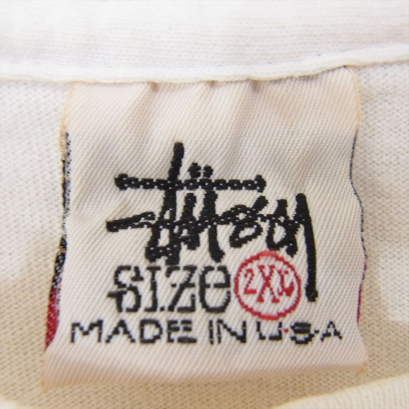 STUSSY ステューシー vintage 90s 前期 USA製 白タグ PRO-AM プリント 半袖 Tシャツ ホワイト系 2XL【中古】