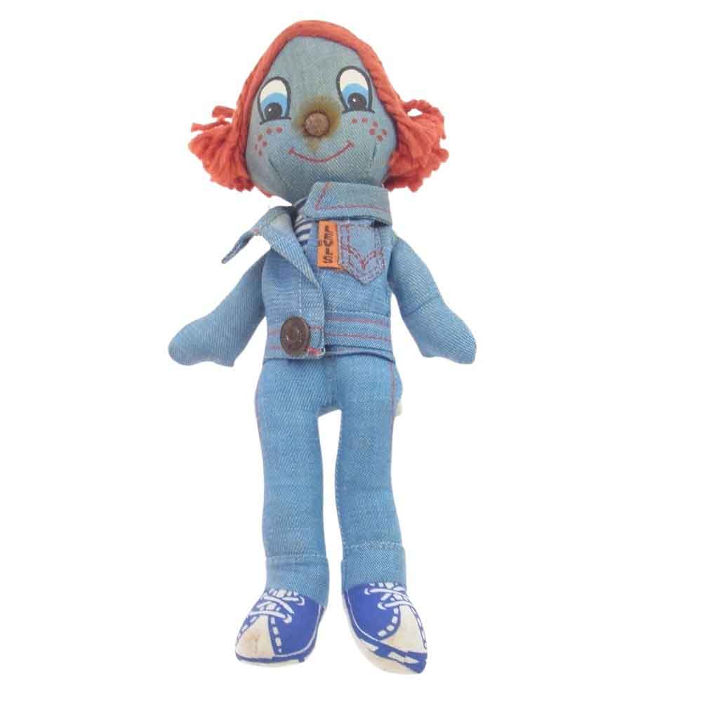 Levi's リーバイス vintage 70s Denim Rag Doll ニッカーボッカー社 ヴィンテージ デニム ラグ ドール ぬいぐるみ Sサイズ相当 箱付き ライトブルー系【中古】