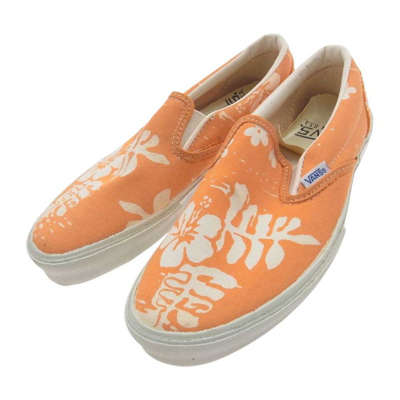 VANS バンズ VINTAGE 70s USA製 VANDOREN VANS ヴィンテージ バンズ ハイビスカス スリッポン スリップオン スニーカー オレンジ オレンジ系 US8【中古】