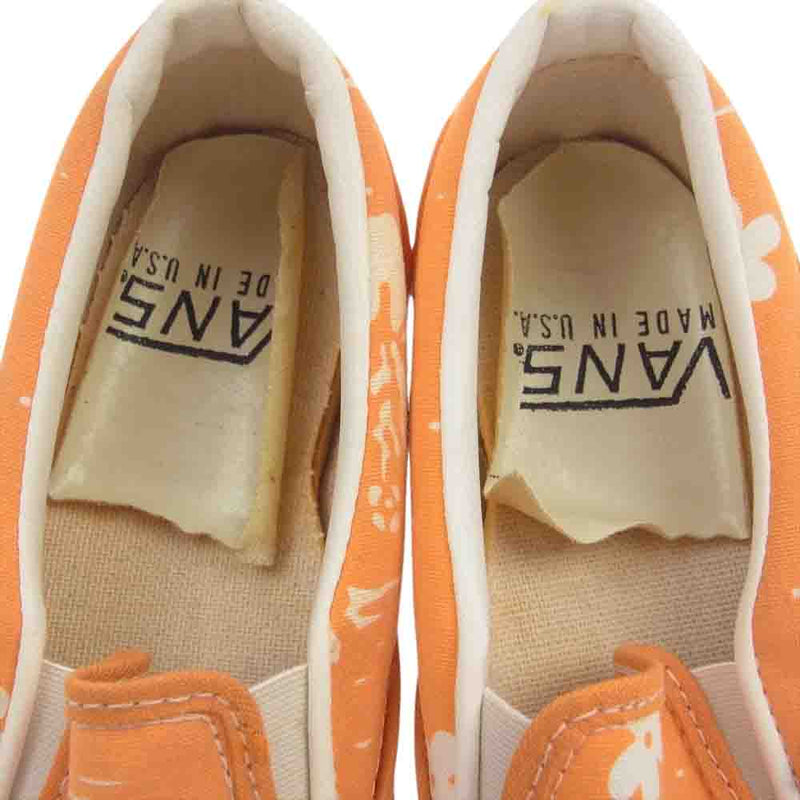 VANS バンズ VINTAGE 70s USA製 VANDOREN VANS ヴィンテージ バンズ ハイビスカス スリッポン スリップオン スニーカー オレンジ オレンジ系 US8【中古】