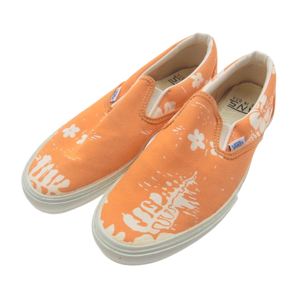 VANS バンズ VINTAGE 70s USA製 VANDOREN VANS ヴィンテージ バンズ ハイビスカス スリッポン スリップオン スニーカー オレンジ オレンジ系 US9.5【中古】