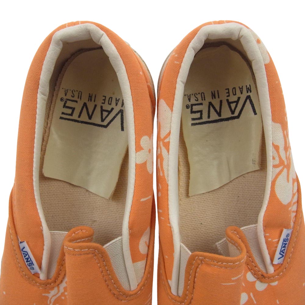 VANS バンズ VINTAGE 70s USA製 VANDOREN VANS ヴィンテージ バンズ ハイビスカス スリッポン スリップオン スニーカー オレンジ オレンジ系 US9.5【中古】