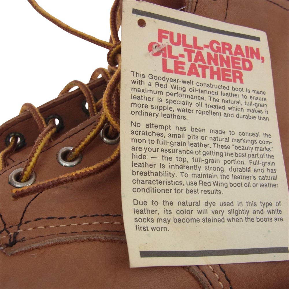RED WING レッドウィング 875-1 デットストック USA製 アイリッシュセッター 80s~90s カンヌキ無 犬タグ モックトゥ ブーツ ライトブラウン系 9E【中古】
