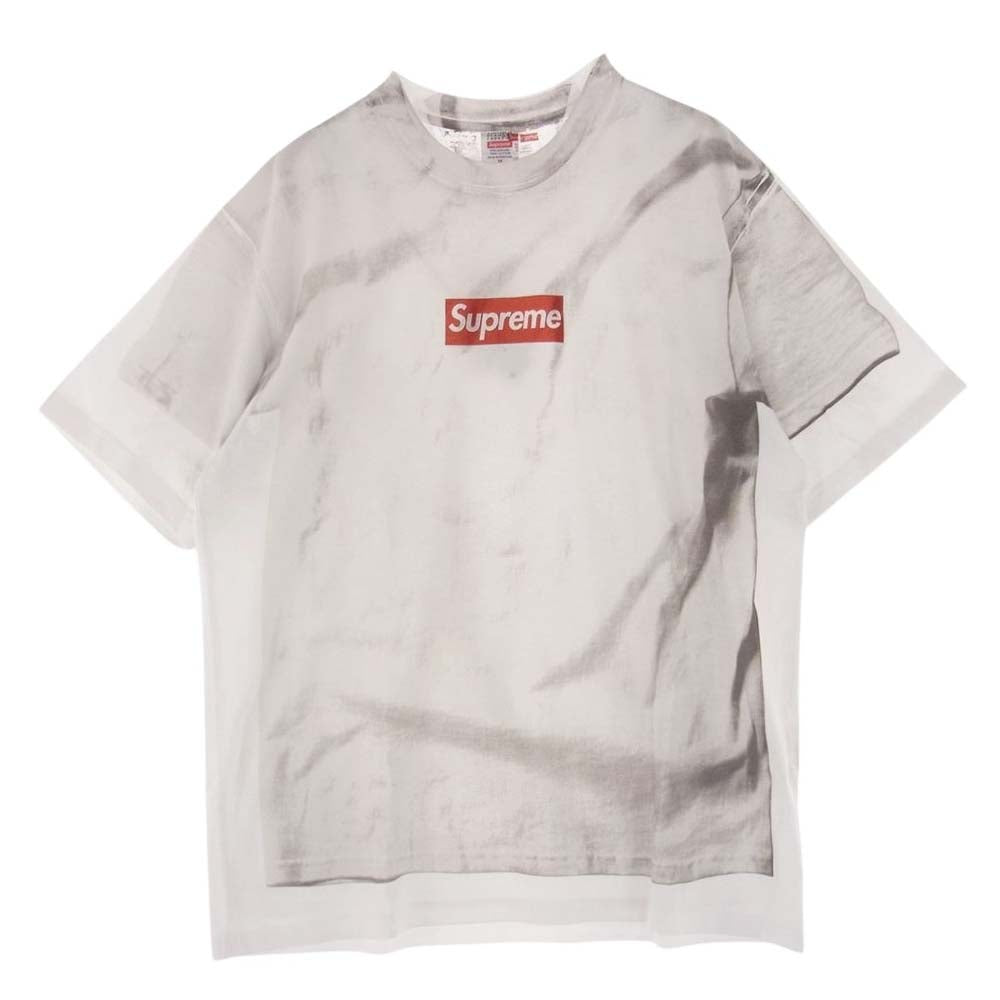 Supreme シュプリーム 24SS × MM6 Maison Margiela Box Logo Tee エムエムシックス メゾンマルジェラ 転写プリント ボックスロゴ 半袖 クルーネック Tシャツ ホワイト系 グレー系 M【極上美品】【中古】