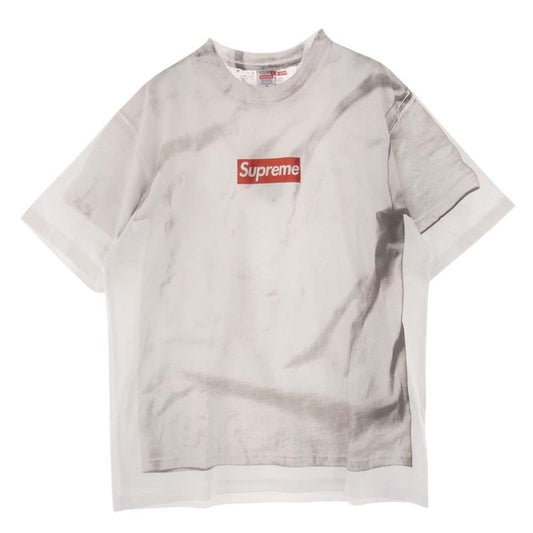 Supreme シュプリーム 24SS × MM6 Maison Margiela Box Logo Tee エムエムシックス メゾンマルジェラ 転写プリント ボックスロゴ 半袖 クルーネック Tシャツ ホワイト系 グレー系 M【極上美品】【中古】