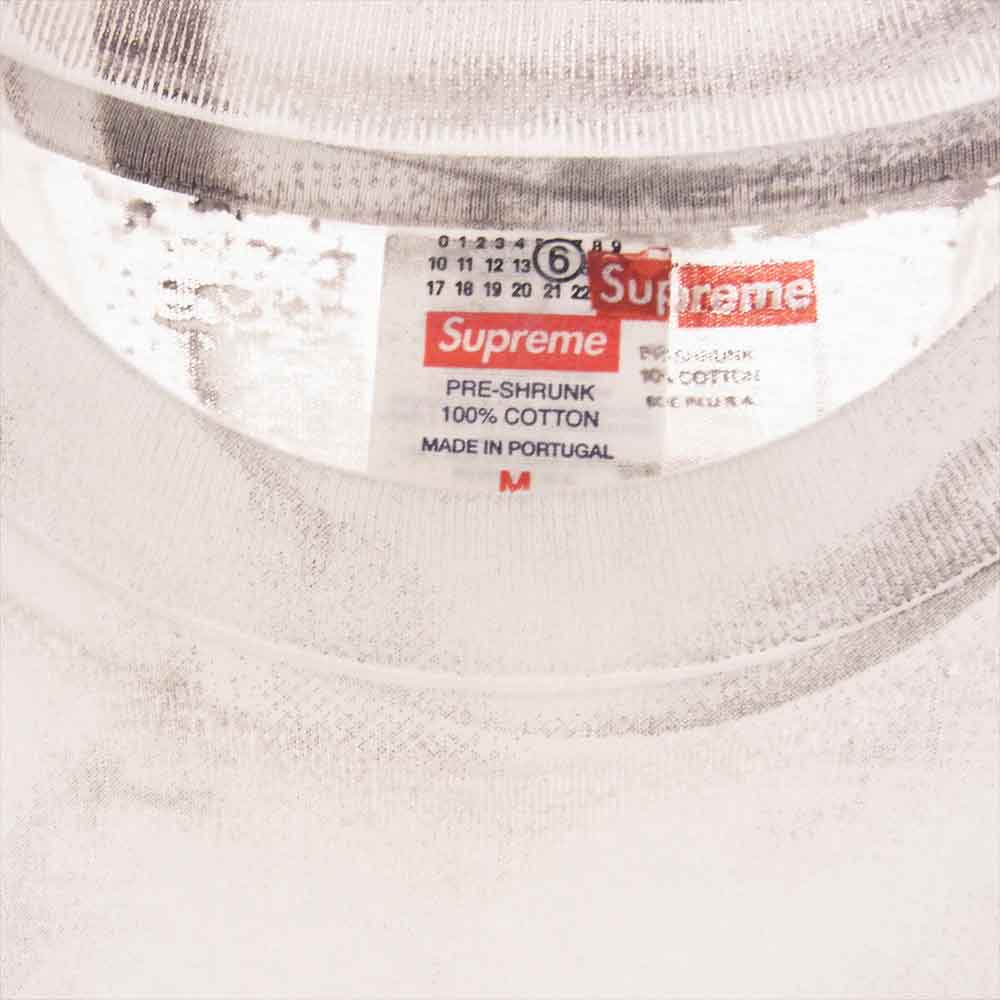 Supreme シュプリーム 24SS × MM6 Maison Margiela Box Logo Tee エムエムシックス メゾンマルジェラ 転写プリント ボックスロゴ 半袖 クルーネック Tシャツ ホワイト系 グレー系 M【極上美品】【中古】