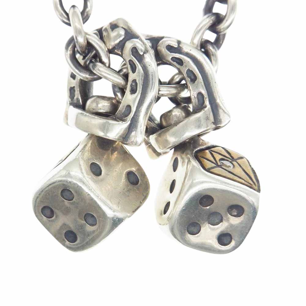 GALCIA ガルシア × GANGSTERVILLE DICE NECKLESS SILVER BRASS ギャングスタービル ダイヤ ダイス ホースシュー チェーン ネックレス シルバー系【中古】