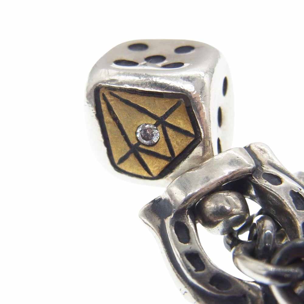 GALCIA ガルシア × GANGSTERVILLE DICE NECKLESS SILVER BRASS ギャングスタービル ダイヤ ダイス ホースシュー チェーン ネックレス シルバー系【中古】