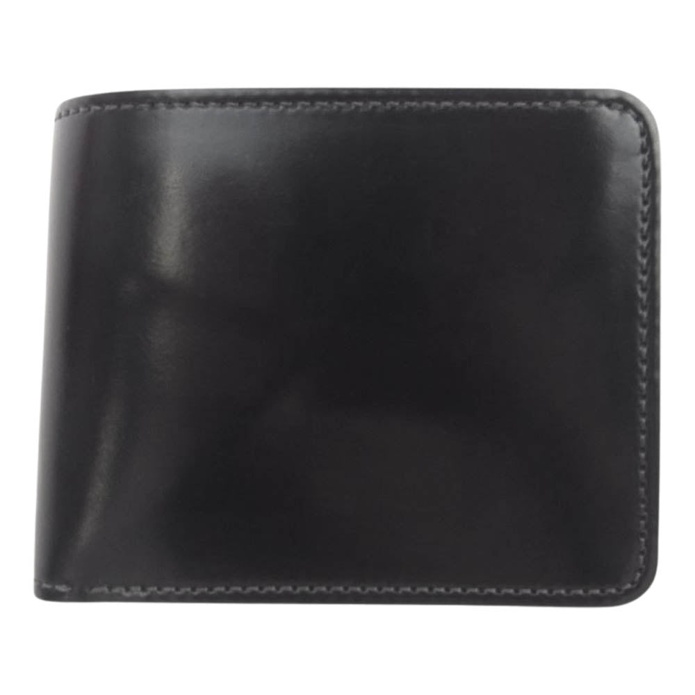 WILDSWANS ワイルドスワンズ タイガースブラザーズ別注 SP-GROUNDER シェルコードバン BLACK 内装サドルプルアップ シルバーステッチ コンパクトウォレット 二つ折り財布 ブラック系【美品】【中古】