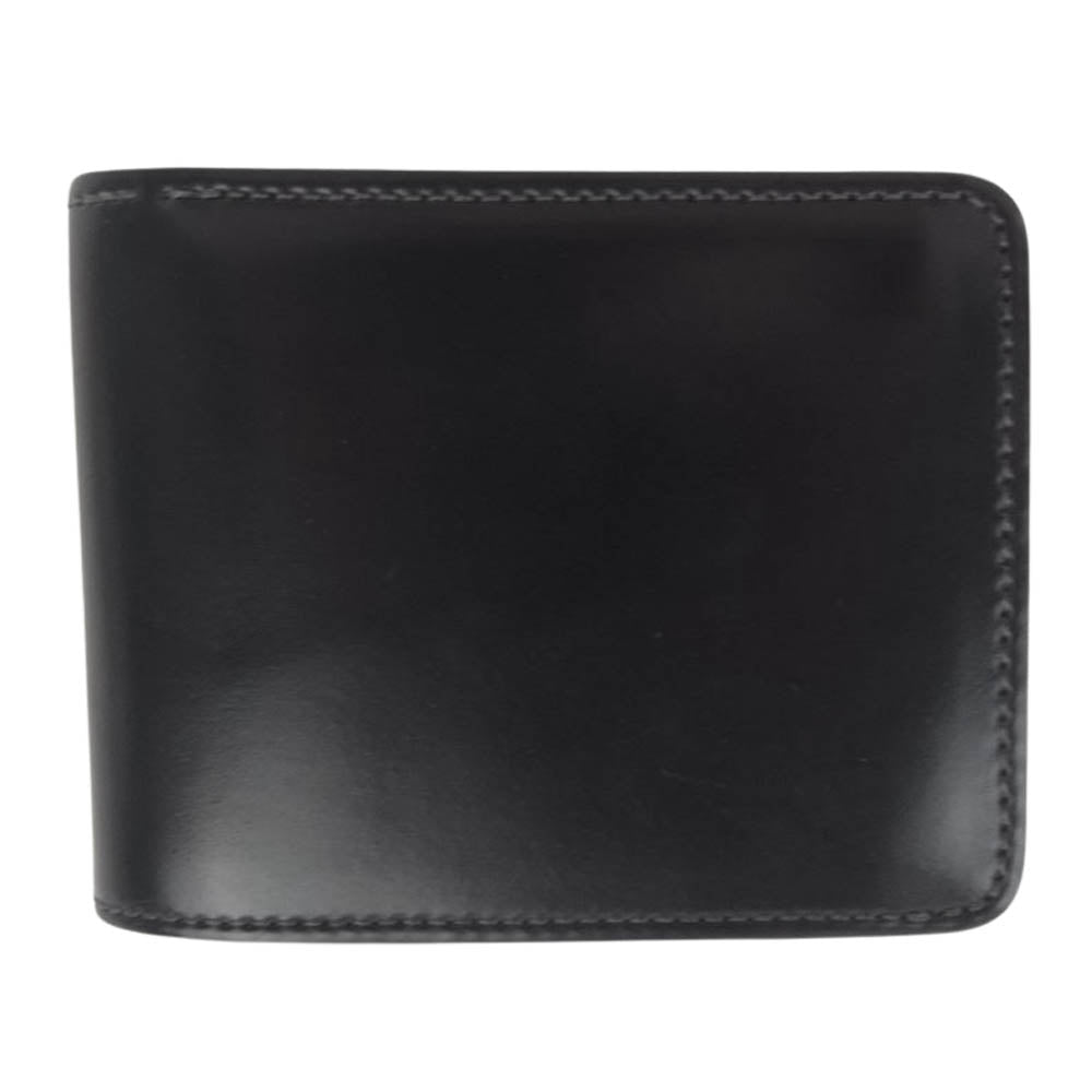 WILDSWANS ワイルドスワンズ タイガースブラザーズ別注 SP-GROUNDER シェルコードバン BLACK 内装サドルプルアップ シルバーステッチ コンパクトウォレット 二つ折り財布 ブラック系【美品】【中古】