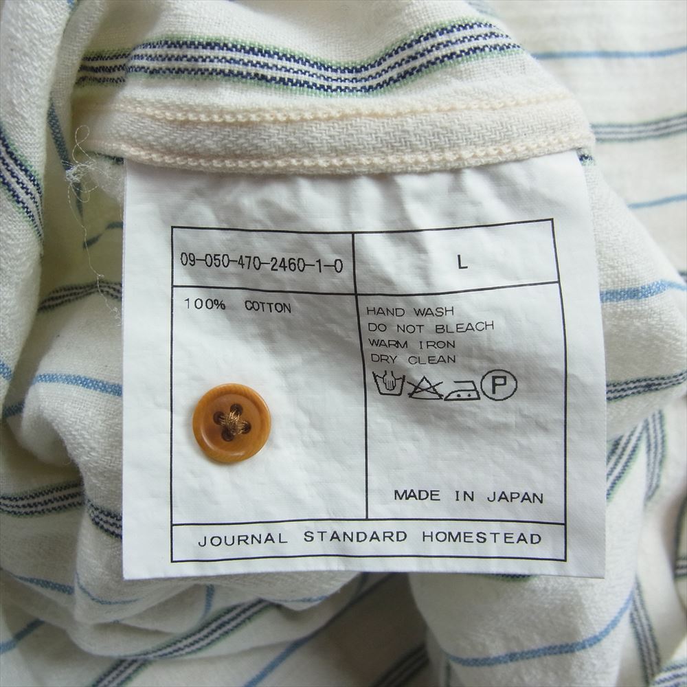 ジャーナルスタンダード J.S HOMESTEAD ホームステッドシャツ ストライプ シャツ ホワイト系 L【中古】
