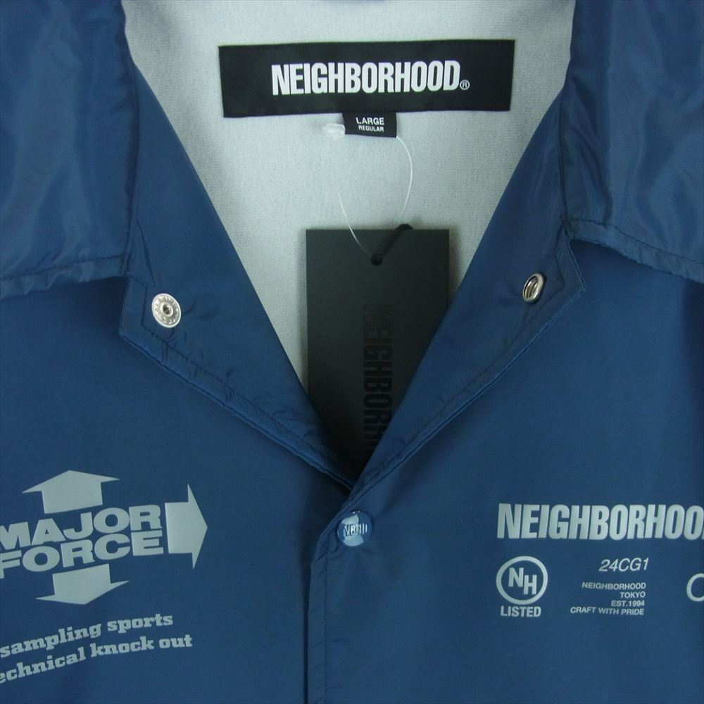 NEIGHBORHOOD ネイバーフッド 23AW 232TSMFN-JKM01S NH X MAJOR FORCE WINDBREAKER JACKET ウィンドブレーカー コーチ ジャケット ネイビー系 L【美品】【中古】