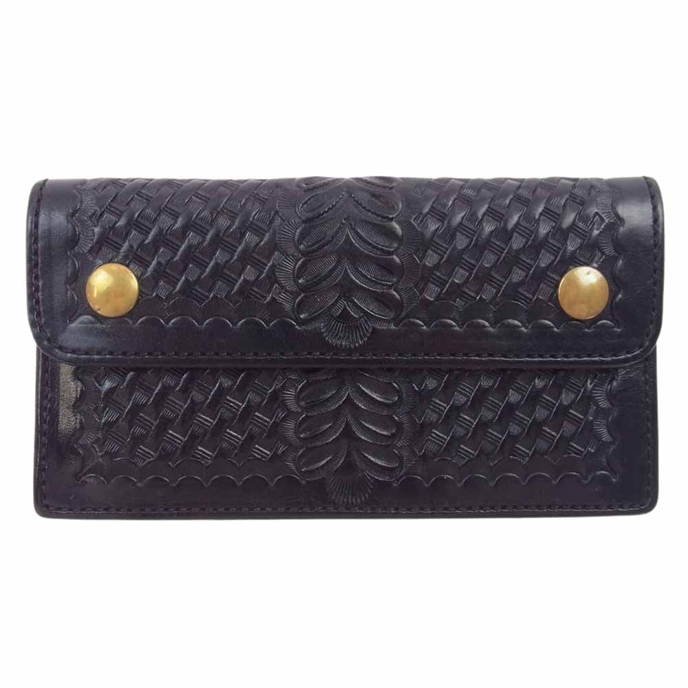 Alfonso OF HOLLYWOOD LEATHER Co. USA USA製 バスケットウェーブウォレット アルフォンソレザー ブラック系【中古】