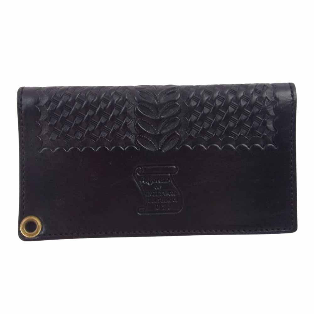 Alfonso OF HOLLYWOOD LEATHER Co. USA USA製 バスケットウェーブウォレット アルフォンソレザー ブラック系【中古】