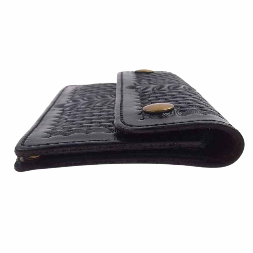 Alfonso OF HOLLYWOOD LEATHER Co. USA USA製 バスケットウェーブウォレット アルフォンソレザー ブラック系【中古】