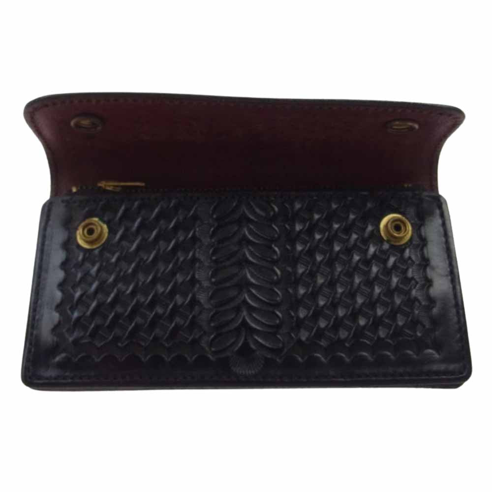 Alfonso OF HOLLYWOOD LEATHER Co. USA USA製 バスケットウェーブウォレット アルフォンソレザー ブラック系【中古】