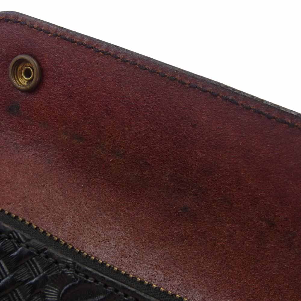 Alfonso OF HOLLYWOOD LEATHER Co. USA USA製 バスケットウェーブウォレット アルフォンソレザー ブラック系【中古】