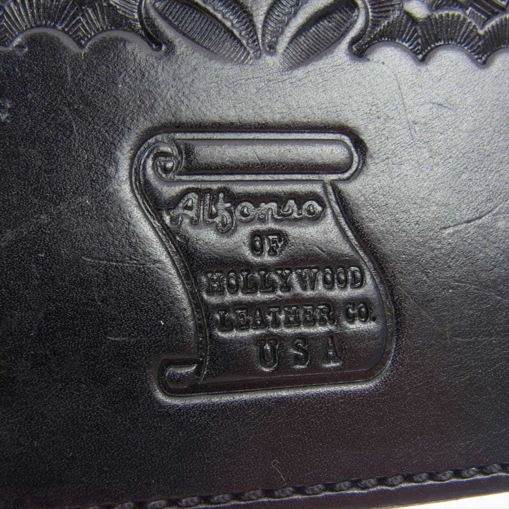 Alfonso OF HOLLYWOOD LEATHER Co. USA USA製 バスケットウェーブウォレット アルフォンソレザー ブラック系【中古】