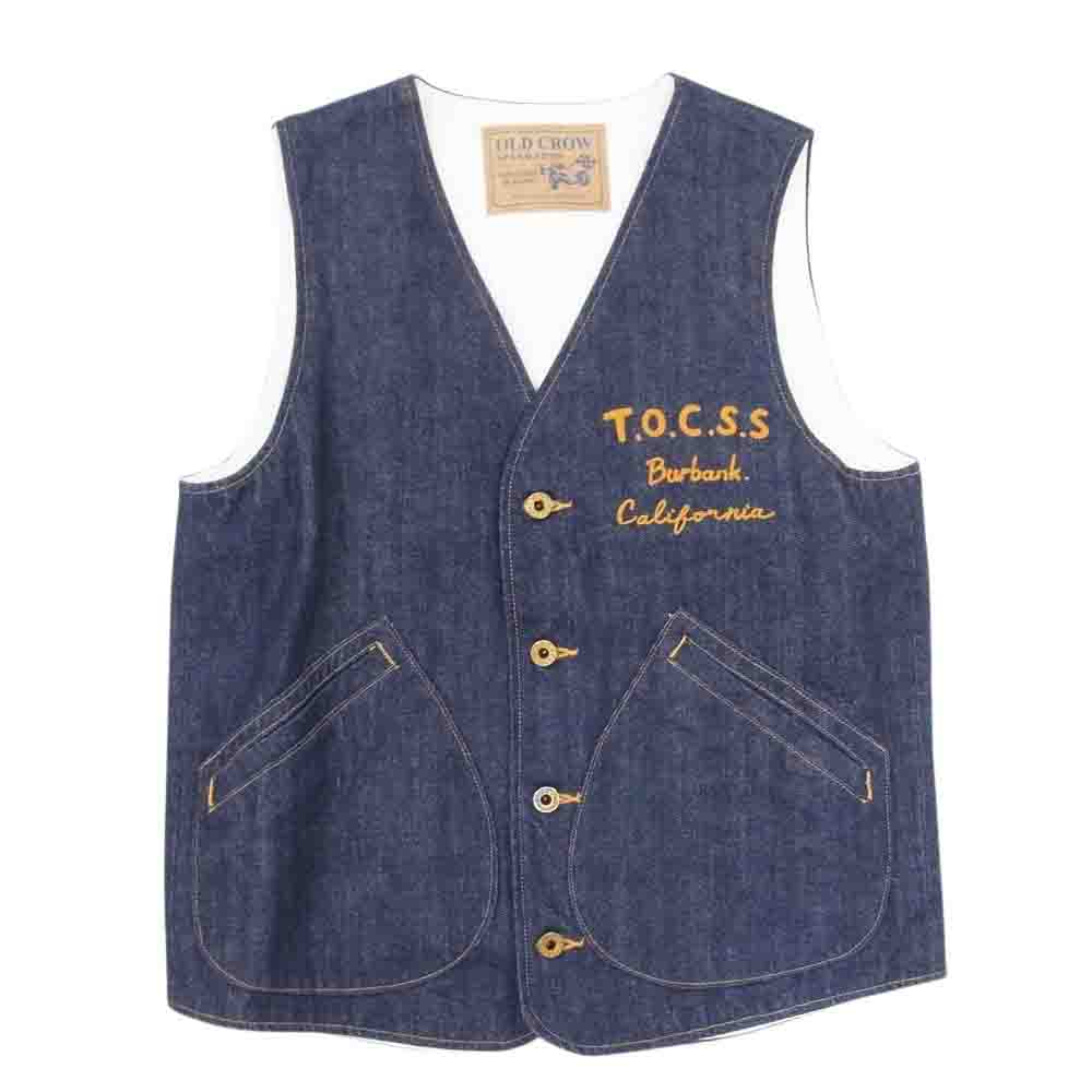 オールドクロウ OCW-18-SS-04 OLD RODDER-VEST 刺繍 デニムベスト  インディゴブルー系 S【中古】