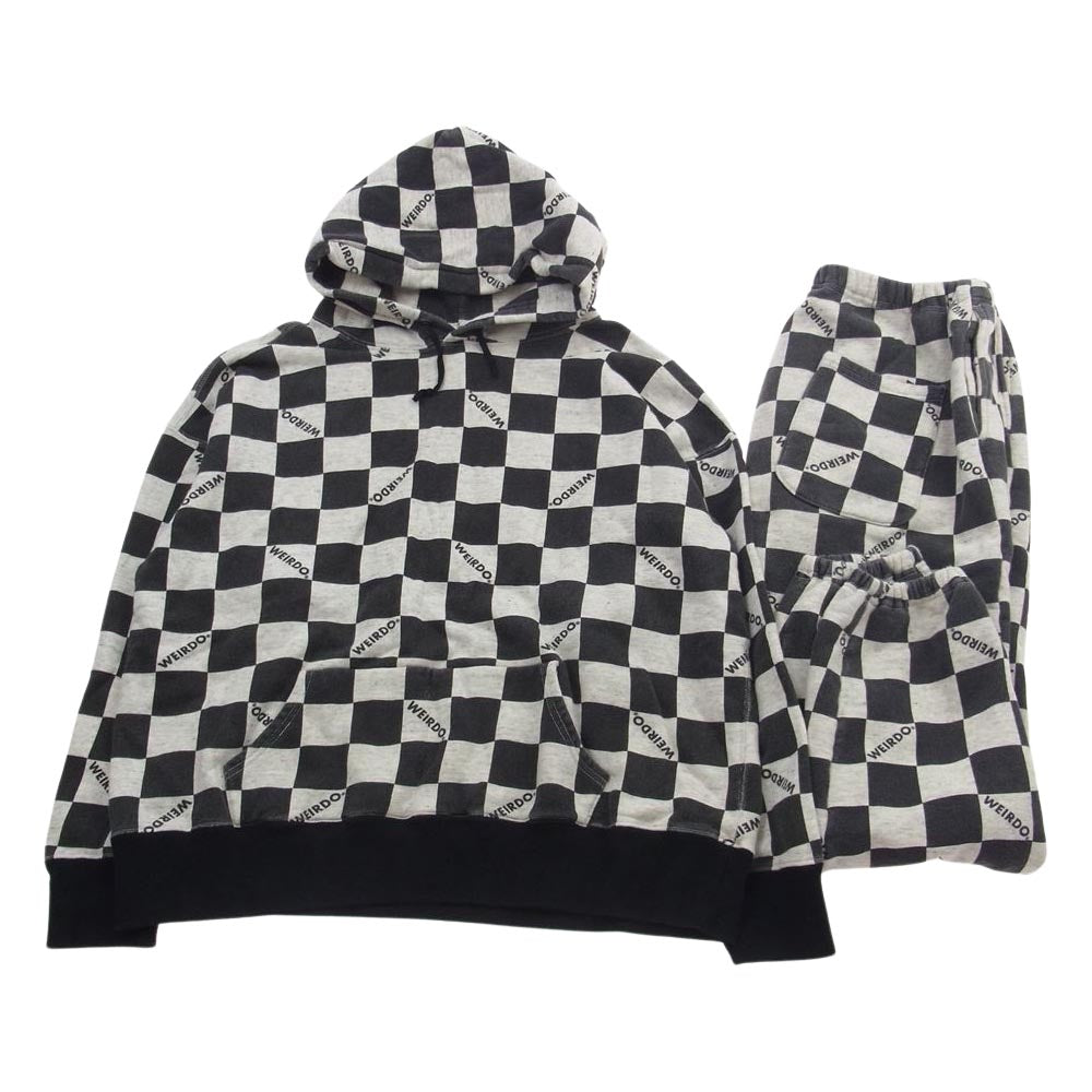 WEIRDO ウィアード WRD-19-AW-12 WRD-19-AW-13 79CHECKER SWEAT HOODIE PANTS SET UP スウェットパーカー パンツ セットアップ グレー系 ブラック系 M【中古】