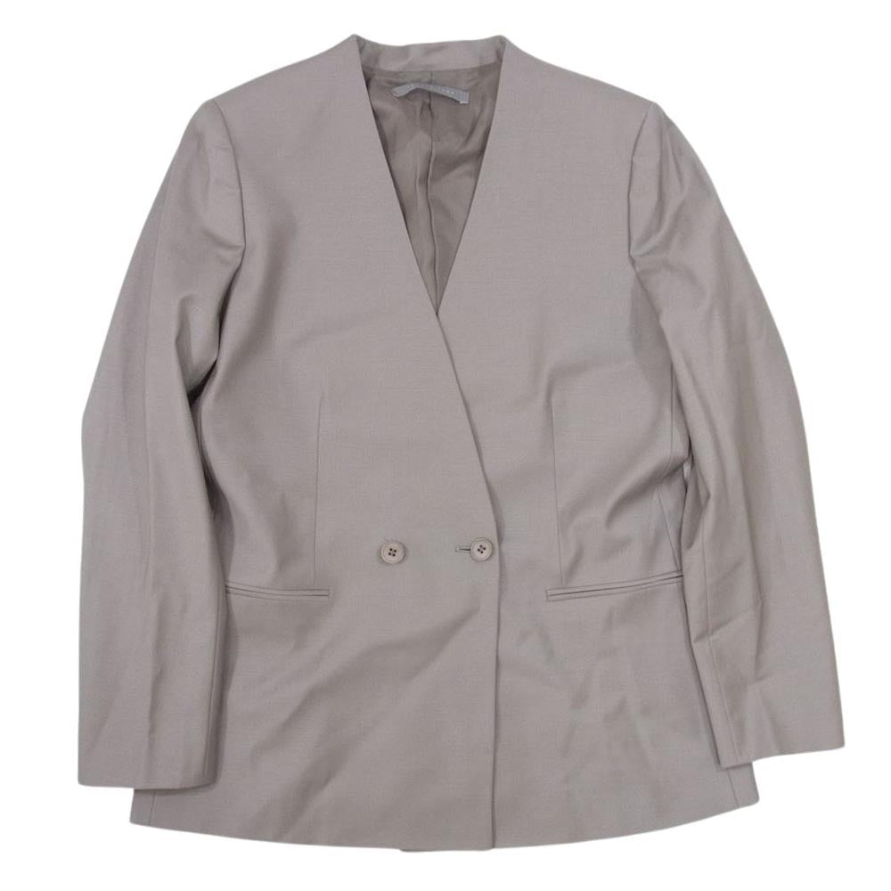 theory セオリー luxe リュクス Executive Nensi ノーカラー ダブルブレスト ジャケット グレー系 44【美品】【中古】