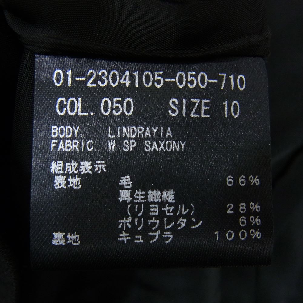 theory セオリー 2304105 LINDRAYIA ボタンレス ウール ノーカラー ジャケット ブラック系 10【美品】【中古】