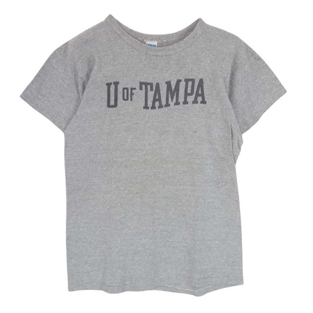 Champion チャンピオン Vintage ヴィンテージ 70s バータグ中期 U OF TAMPA 霜降り 半袖 クルーネック Tシャツ グレー系 L【中古】