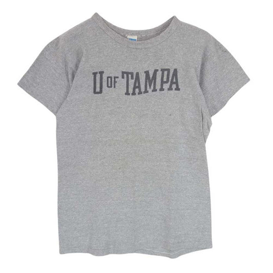 Champion チャンピオン Vintage ヴィンテージ 70s バータグ中期 U OF TAMPA 霜降り 半袖 クルーネック Tシャツ グレー系 L【中古】