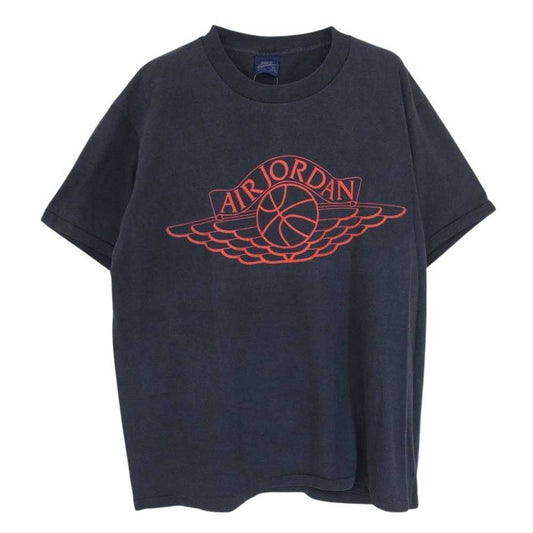 NIKE ナイキ Vintage ヴィンテージ 80s 紺色タグ AIR JORDAN エアジョーダン ウイングロゴ プリント 半袖 Tシャツ ネイビー系 XL【中古】