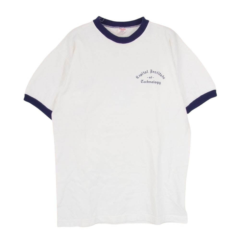 Champion チャンピオン Vintage ヴィンテージ 60s C中ランタグ RN26094 左胸 染み込みプリント リンガーネック 半袖 クルーネック Tシャツ ホワイト系 L【中古】